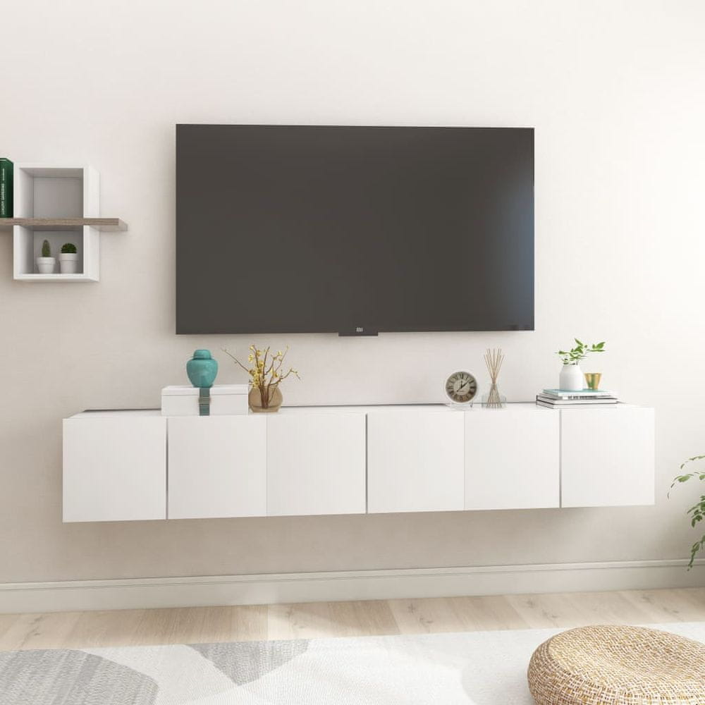 Vidaxl Závesné TV skrinky 3 ks biele 60x30x30 cm